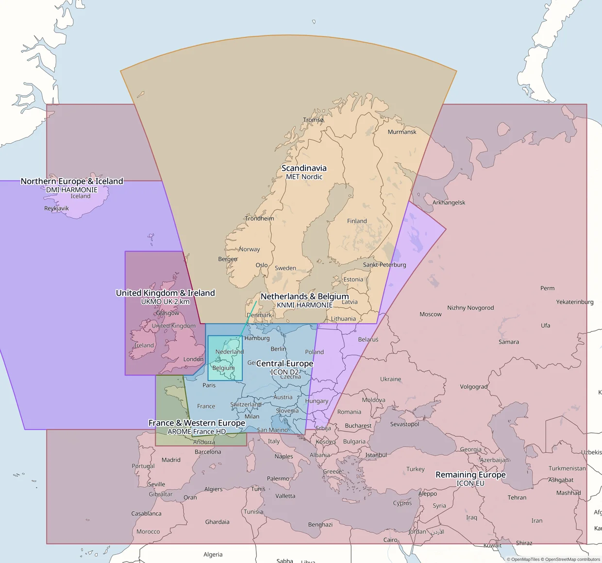 Best match regions in Europe